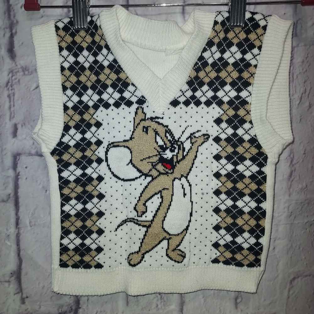 Source Unknown Kids V-Neck Sweater Vest - White, Black, and Tan